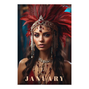 *~* Boho JANUARY Headdress GARNET AP53 Photo Print Fototryck