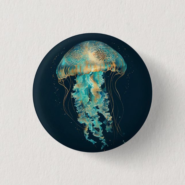 Boho Jellyfish | Djuphavsområde Knapp (Framsida)