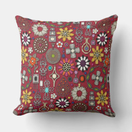 boho jewel kassaapparat röd kudde