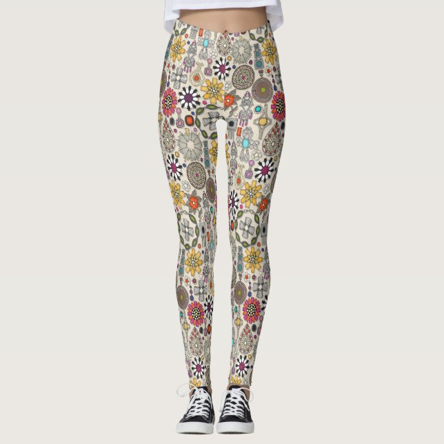 boho jewel reasures linen leggings (Framsida)