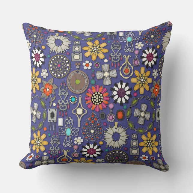 boho jewel reasures violblue kudde (Framsida)