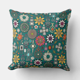 boho jewel reasures viridian grönt kudde