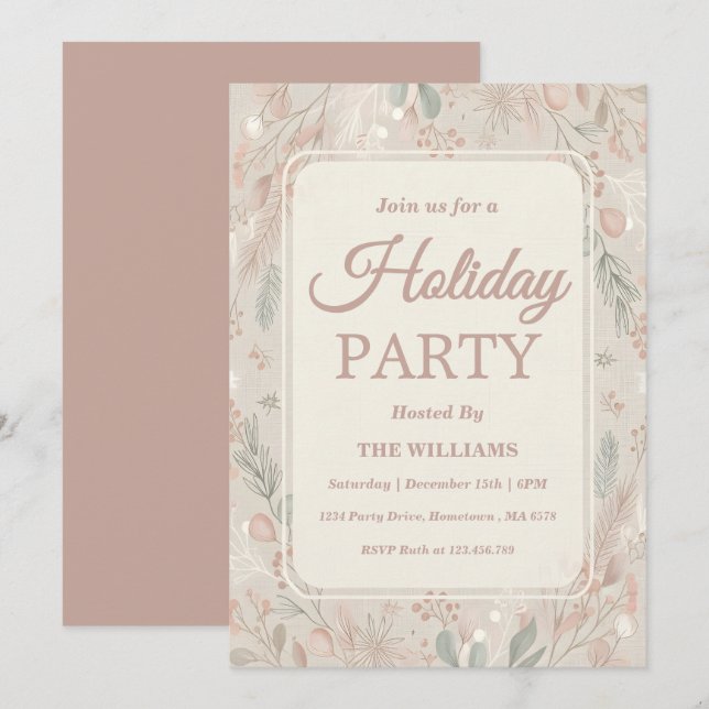Boho jordiga toner Holiday-firande Inbjudningar (Fram/baksida)