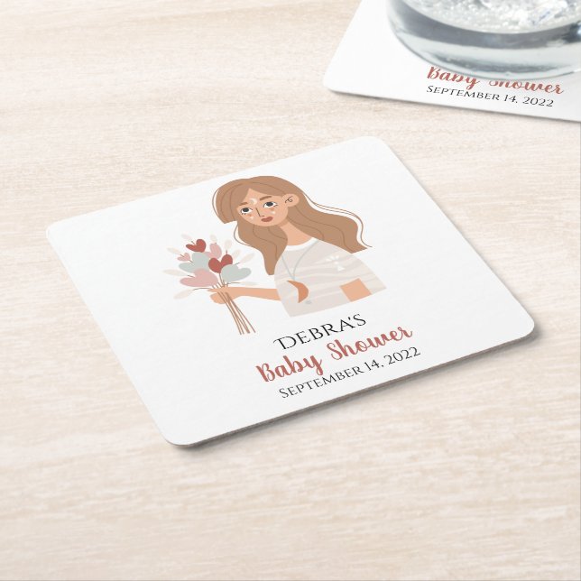 Boho jordmoder bukett av hjärtan anpassa  underlägg papper kvadrat (Vinklad)