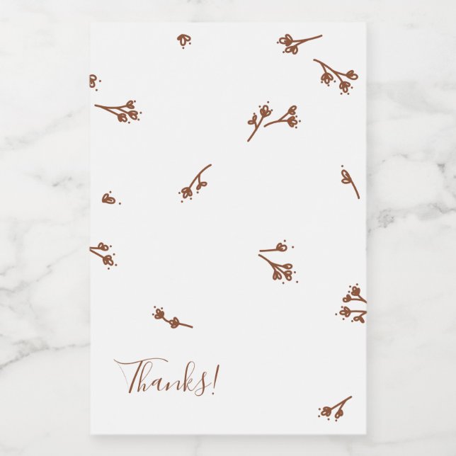 Boho Jordnära Botanisk Elegant Elfenben Mat Etikett (Singel etikett)