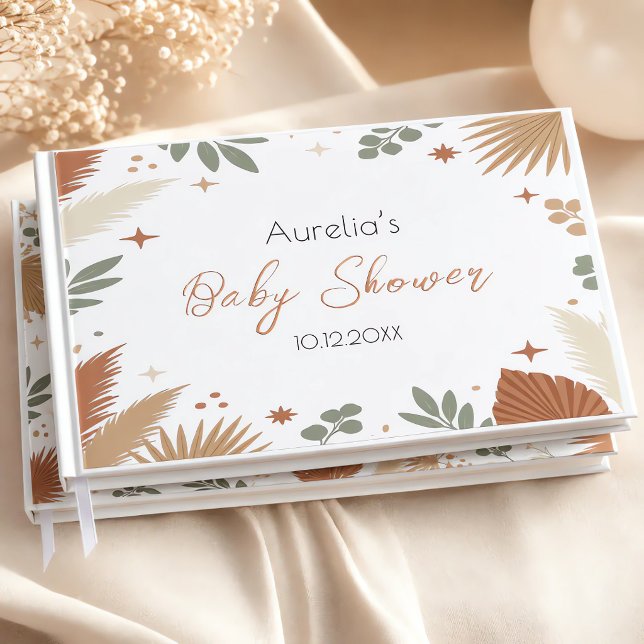 Boho jordnära botanisk verklig gästböcker (Boho Earthy Botanical Real Guest Book)