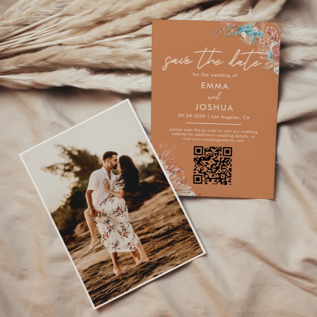 Boho jordnära bröllopsfotografi spara datumet (Skapare uppladdad)
