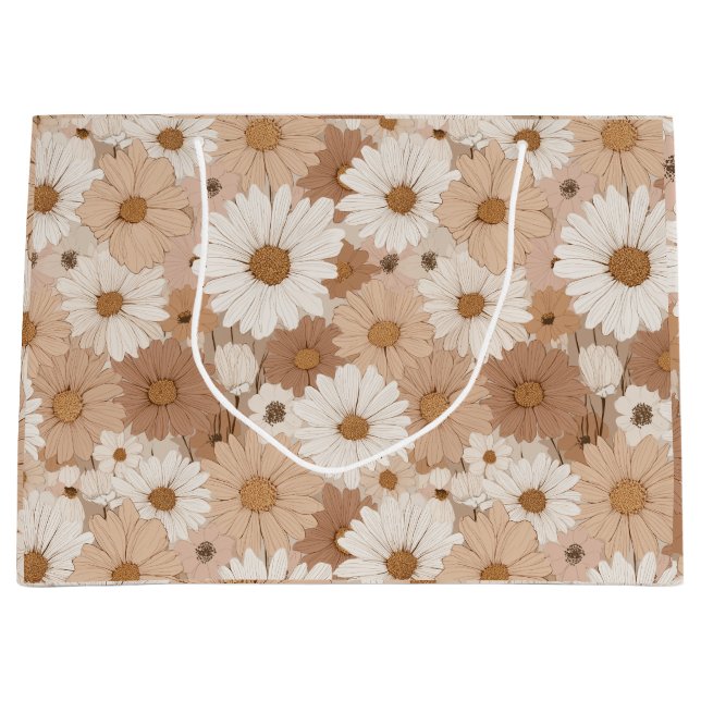 Boho jordton Daisy Tan blommönster (Framsidan)