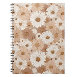 Boho jordton Daisy Tan Blommönster Anteckningsbok