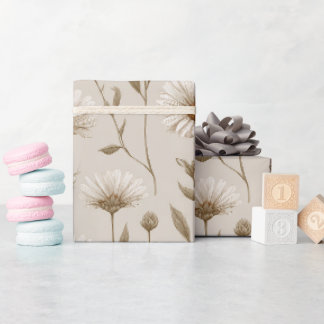 Boho jordton Daisy Tan Blommönster Presentpapper