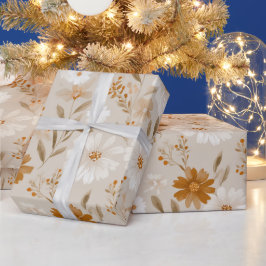 Boho jordton Daisy Tan Blommönster Presentpapper
