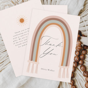 Boho jordton regnbåge baby shower tack kort