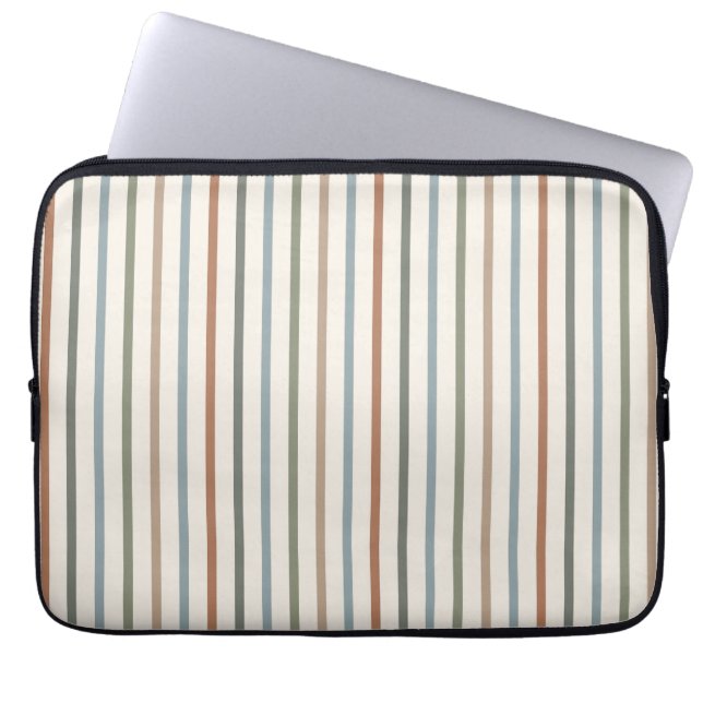 Boho jordton vertikala ränder minimalistiskt mönst laptop fodral (Framsidan)