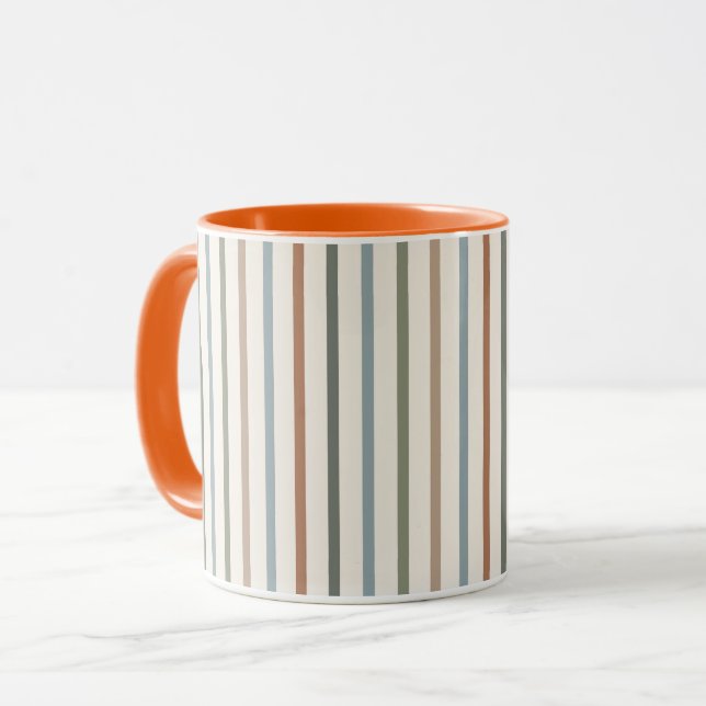 Boho jordton Vertikala ränder Minimalistiskt mönst Mugg (Framsida vänster)