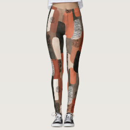 Boho jordtoner Terrakotta Abstrakt Mönster Leggings