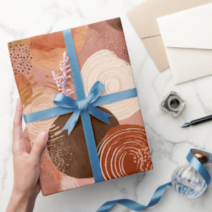Boho jordtoner Terrakotta Abstrakt Mönster Presentpapper