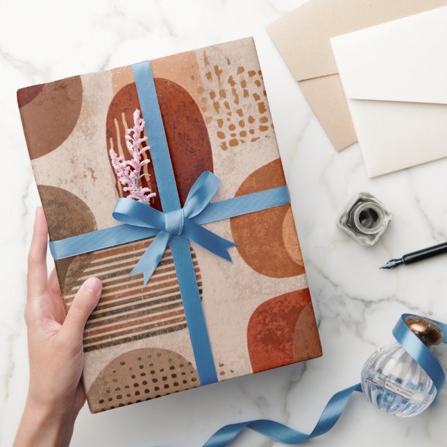 Boho jordtoner Terrakotta Abstrakt Mönster Presentpapper (Gifting)