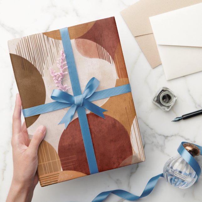 Boho jordtoner Terrakotta Geometriskt Mönster Presentpapper (Gifting)