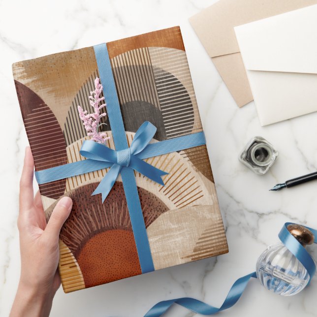 Boho jordtoner Terrakotta Geometriskt Mönster Presentpapper (Gifting)