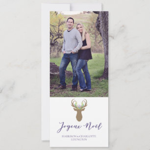 Boho Joy jul Reindeer Typography Photo Julkort