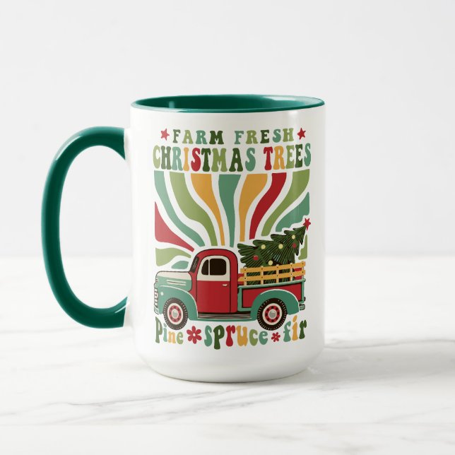 Boho jul Farm Fresh Träd Lastbil Mugg (Vänster)