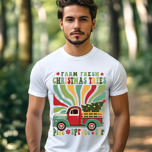 Boho jul Farm Fresh Träd Lastbil T Shirt