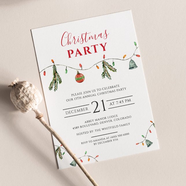 Boho jul firande familjefest inbjudan (Chic Family Christmas Party Invitation)