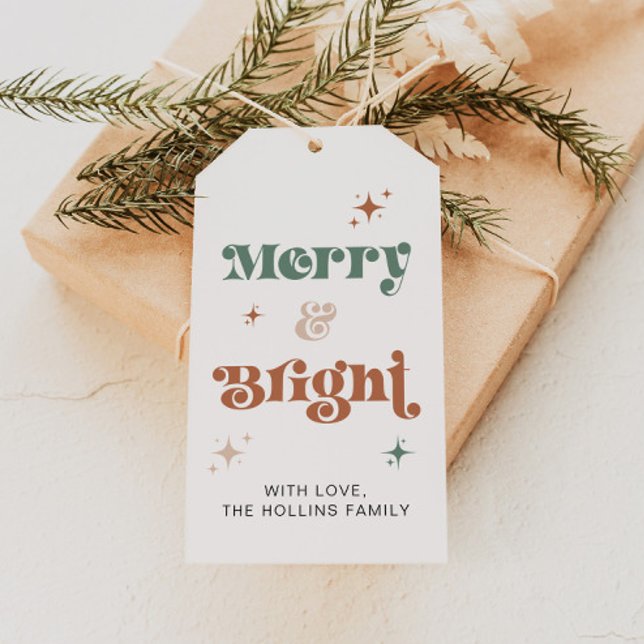 Boho jul Gift Märkre Merry och Bright Helgdag Presentetikett (Skapare uppladdad)