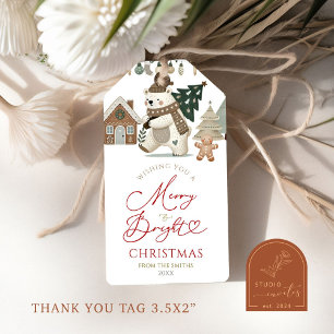 Boho jul Glad och ljus presenttagg Presentetikett