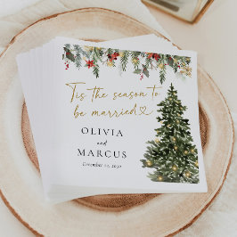 Boho Jul Gräs Träd Ljus Winter Wedand Pappersservett