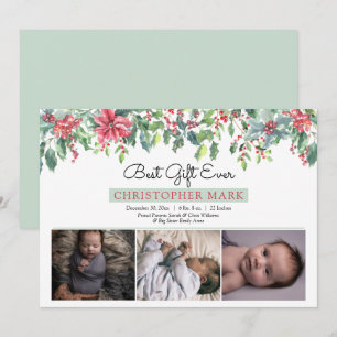 Boho jul Greenery Best Gift nånsin Birth Meddelande