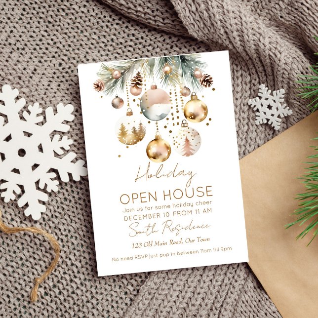 Boho Jul-helgdag öppna husmall Inbjudningar (Boho Christmas holiday open house party editable template invitation digital download watercolor )