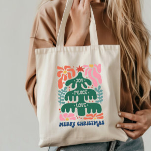 Boho jul Joy Peace Kärlek Tygkasse