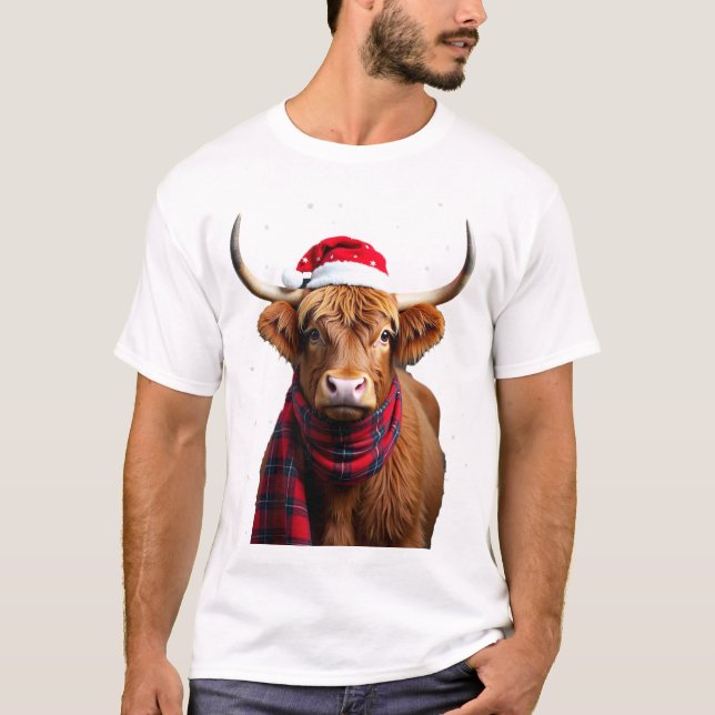 Boho jul julgran Highland ko t-shirt (1) (Framsida)