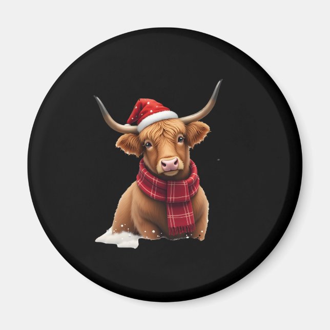 Boho jul julgran Highland Ko T-Shirt (1) Magnet (Framsidan)