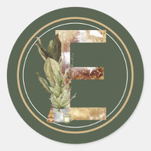 Boho jul Monogram E med Träd