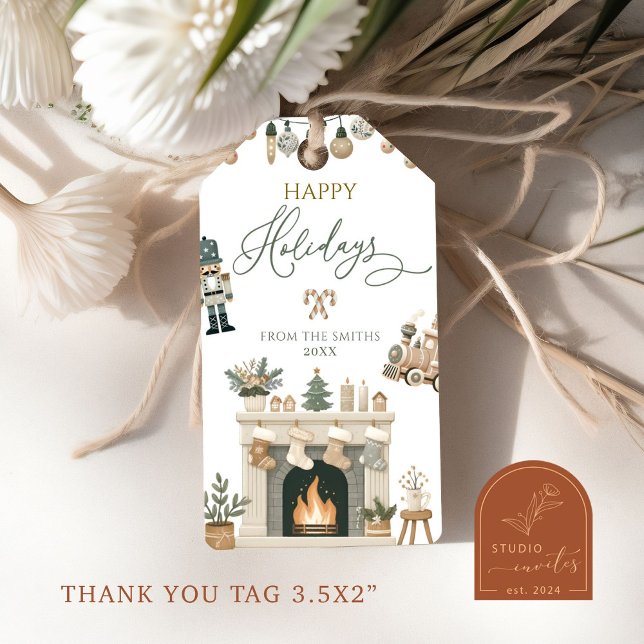 Boho jul Näckros Happy Holiday presentkort Presentetikett (Skapare uppladdad)