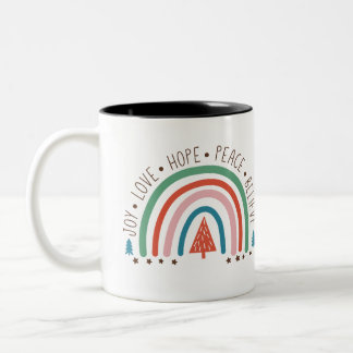 Boho jul Rainbow Mugg | Joy Kärlek Hope Peace