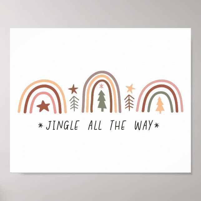 Boho jul Rainbow Muted tones färg Jingle Poster (Framsidan)