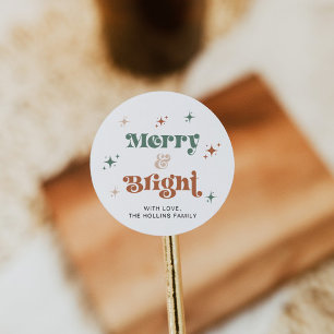 Boho jul Sticker Helgdag Label Retro Runt Klistermärke