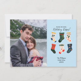 Boho jul Stockings Cute Anpassningsbar Photo Helgd Julkort