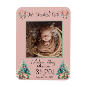 Boho-julen i Baby är födelsemeddelande Magnet