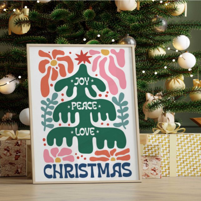 Boho Julgran Joy Peace Kärlek Colorful Poster (Skapare uppladdad)