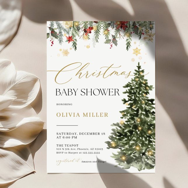 Boho Julgran Ljus Baby Shower-inbjudan Inbjudningar (Skapare uppladdad)