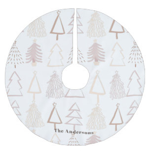 Boho Julgran Mönster Dusty Rosa Helgdag Julgransmatta Borstad Polyester