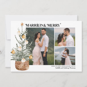 Boho Julgran Newlyged 3 Photo Helgdag Card