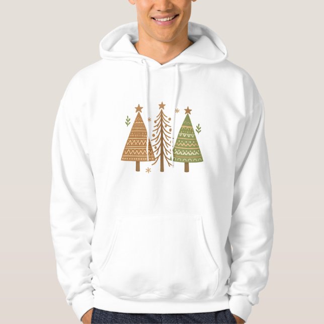 Boho julgranar Neutralt firande stil Hoodie (Framsida)
