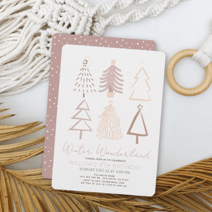 Boho Julgranar Winter Onederland Birthday Inbjudningar