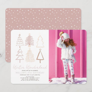 Boho Julgranar Winter Wonderland Birthday Inbjudningar