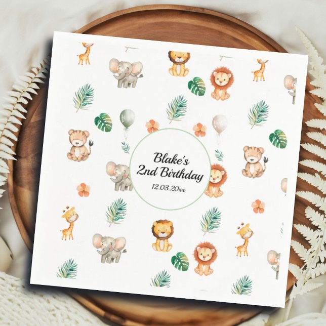 Boho Jungle Animals Birthday Pappersservett (Skapare uppladdad)